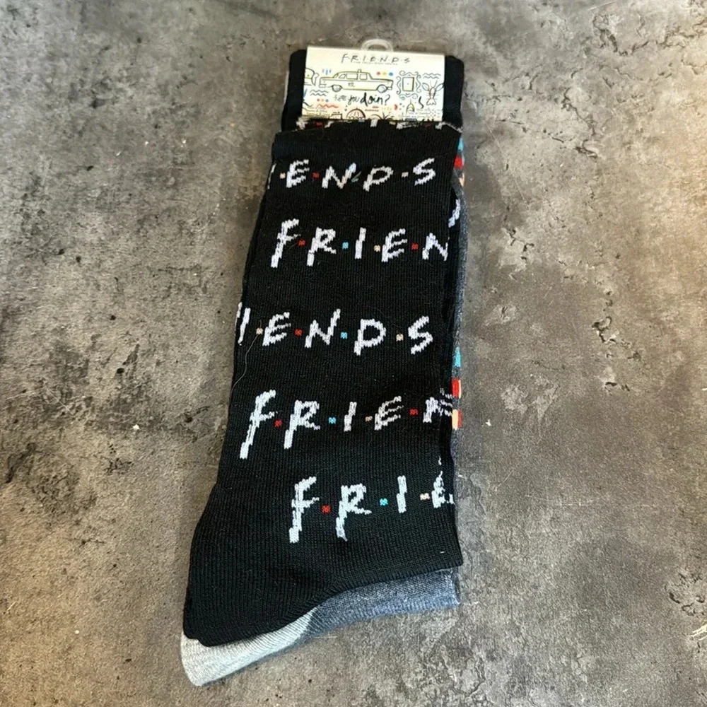 Friends How You Doing and Logo Adult Novelty Crew Socks | 2 Pairs | Size 6-12